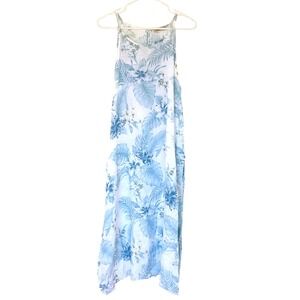 Lungo L'Arno womens 100% linen midi dress blue white resort wear Italy LX9907C S